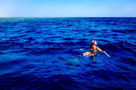 Snorkeler In Blue Waters photo