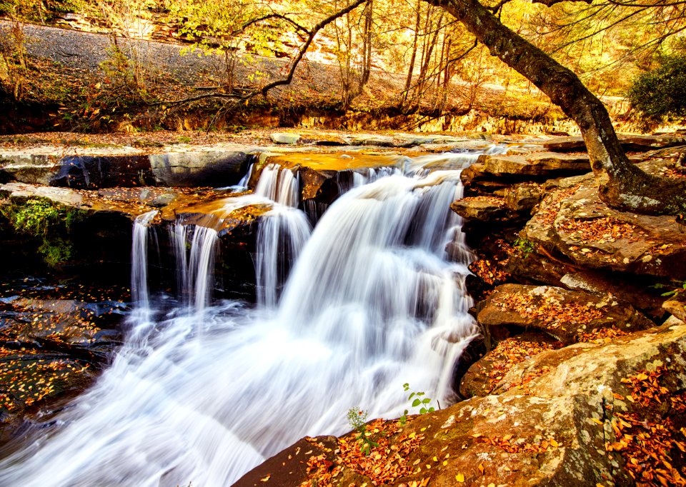 Dunloup Falls near the largely abandoned old coal town of Thurmond in Fayette County, West Virginia. Original image from Carol M. Highsmith’s America, Library of Congress collection.