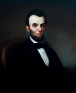 Abraham Lincoln portrait in the Lincoln room, Blair House, located across from the White House, Washington, D.C. Original image from Carol M. Highsmith’s America, Library of Congress collection. photo