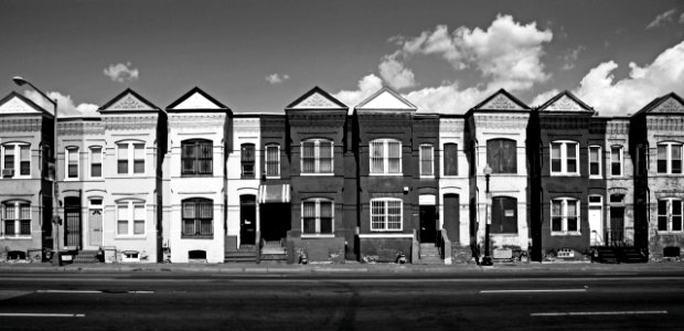 Row houses, Florida Ave. and Porter St., NE, Washington, D.C. Original image from Carol M. Highsmith’s America, Library of Congress collection.