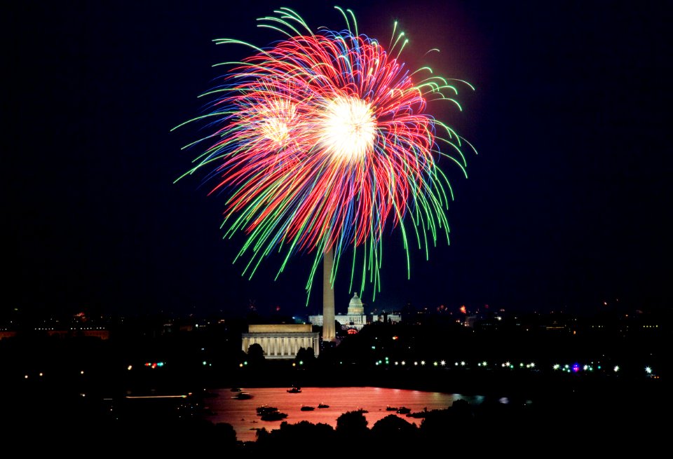 Washington, D.C. July 4th fireworks. Original image from Carol M. Highsmith’s America, Library of Congress collection.