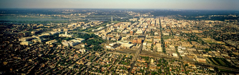 Aerial view of Washington, D.C. in the 80s. Original image from Carol M. Highsmith’s America, Library of Congress collection. photo