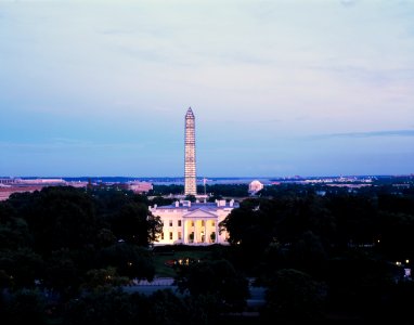 The Washington Monument at night. Original image from Carol M. Highsmith’s America, Library of Congress collection. photo