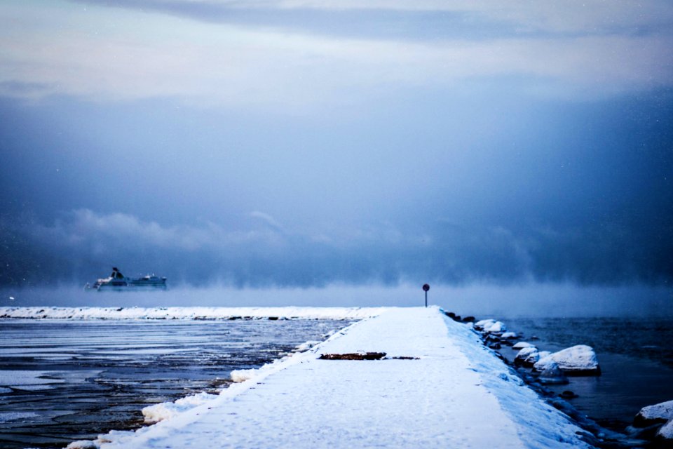 White Dock Covered By White Snow