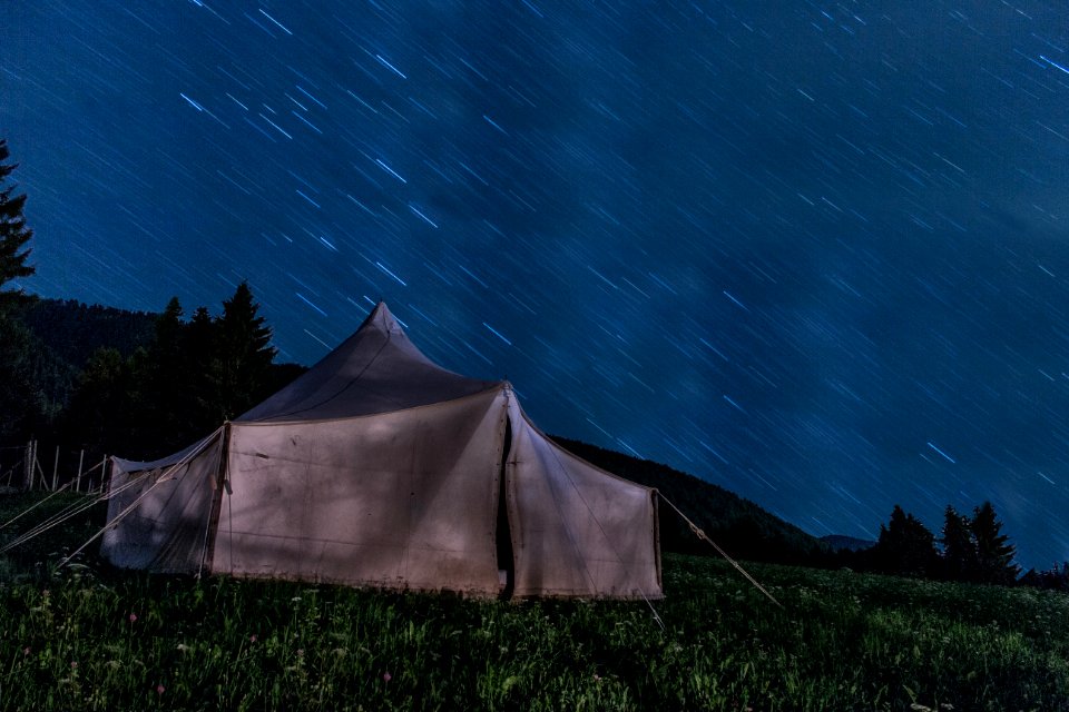 Brown Tent On Green Grass During Night Time