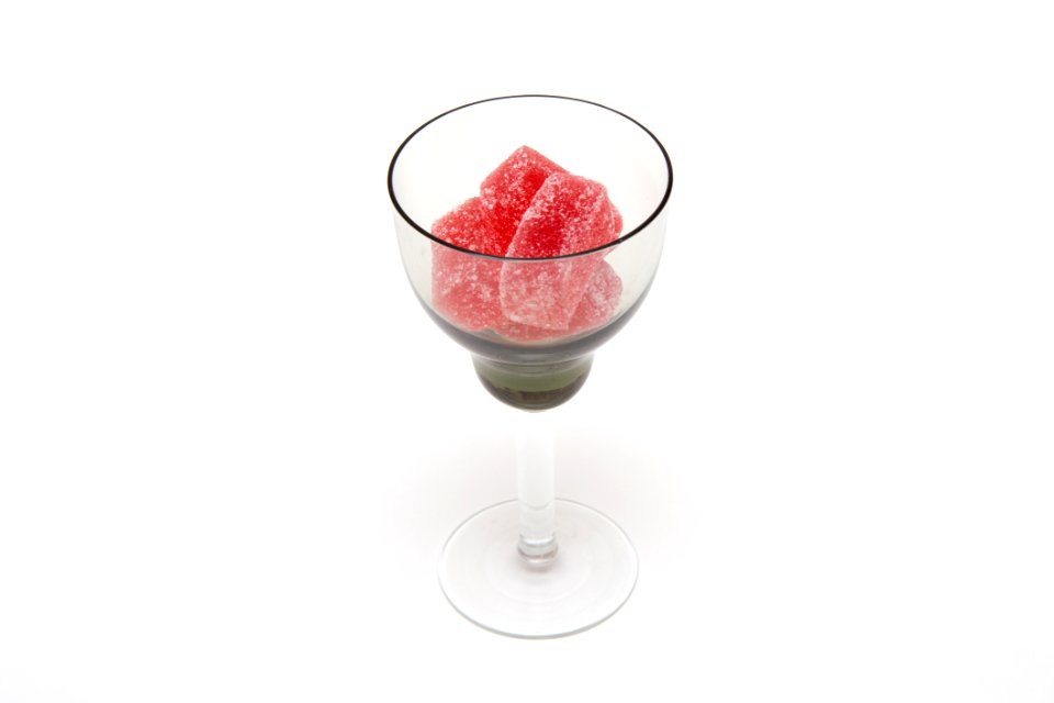 Red Gummies In Clear Wine Glass