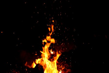 Bonfire Flames And Hot Sparks