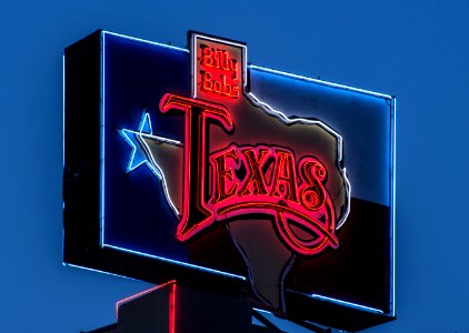 Neon sign for Billy Bob's legendary “boot-scootin’”western nighclub and honky-tonk bar in Fort Worth. Original image from Carol M. Highsmith’s America, Library of Congress collection.