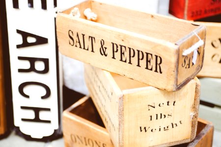 Beige Wooden Salt amp Pepper Container photo