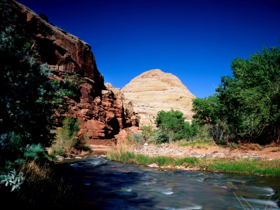 The 'Great White Throne,' Zion National Park, Utah. Original image from Carol M. Highsmith’s America, Library of Congress collection.
