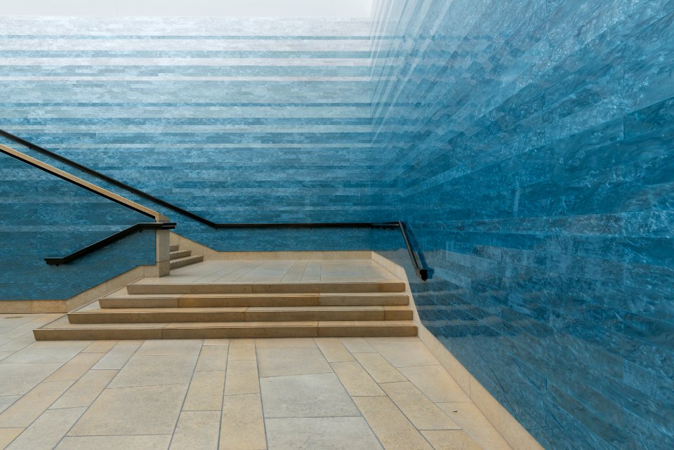 Atrium of the Blanton Museum of Art at The University of Texas at Austin, one of the foremost university art museums in the country. Its permanent collection of more than 17,000 works is recognized for its European paintings, an encyclopedic collection of prints and drawings, and modern and contemporary American and Latin American art. Original image from Carol M. Highsmith’s America, Library of Congress collection.