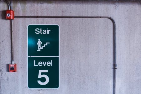 Green And White Stair Level 5 Signage photo