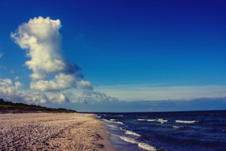Bodies Of Water Beside Sand On White Clouds And Blue Sky photo