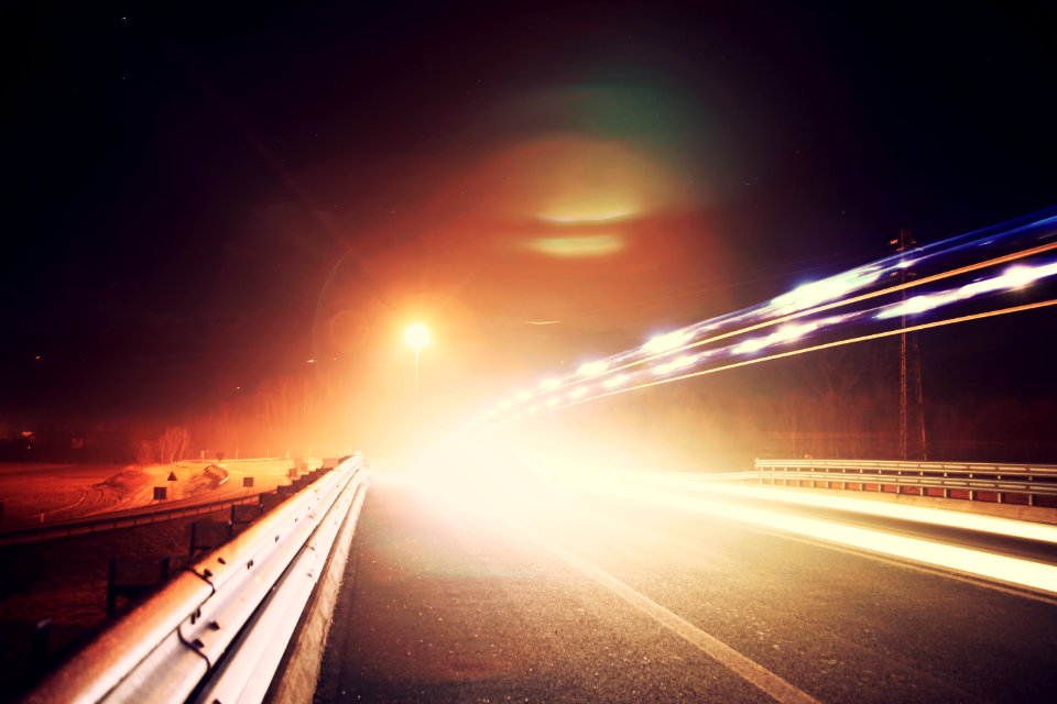 Long Exposure Of Street At Night