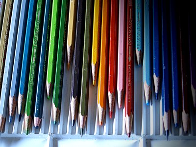 Blue Orange Writing Implement Wood