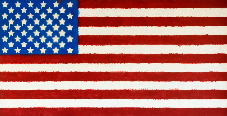 Painting of the American and Texas flags on a building in Albany, Texas, seat of Shackelford County. Original image from Carol M. Highsmith’s America, Library of Congress collection.