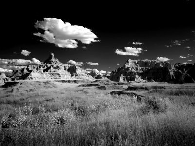 Infrared view of Badlands National Park in South Dakota, USA. Original image from Carol M. Highsmith’s America, Library of Congress collection. photo