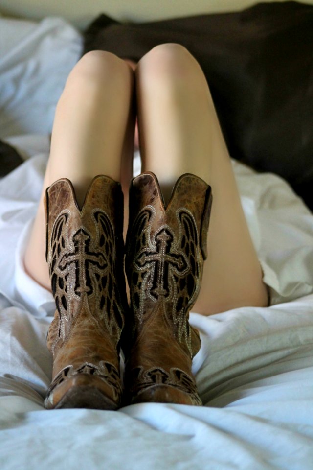 Woman Wearing Brown Leather Boots