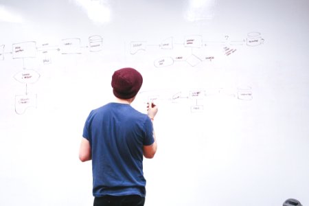 Man Sketching On Whiteboard