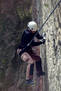 Rock Climber On Ropes photo