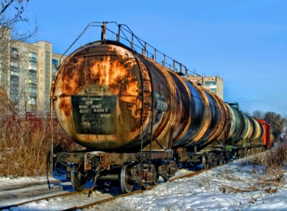 Black Brown And White Container Train photo