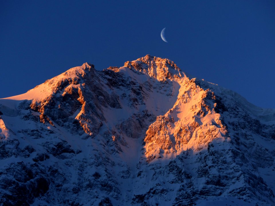 Crescent Moon Over Snow Mountain