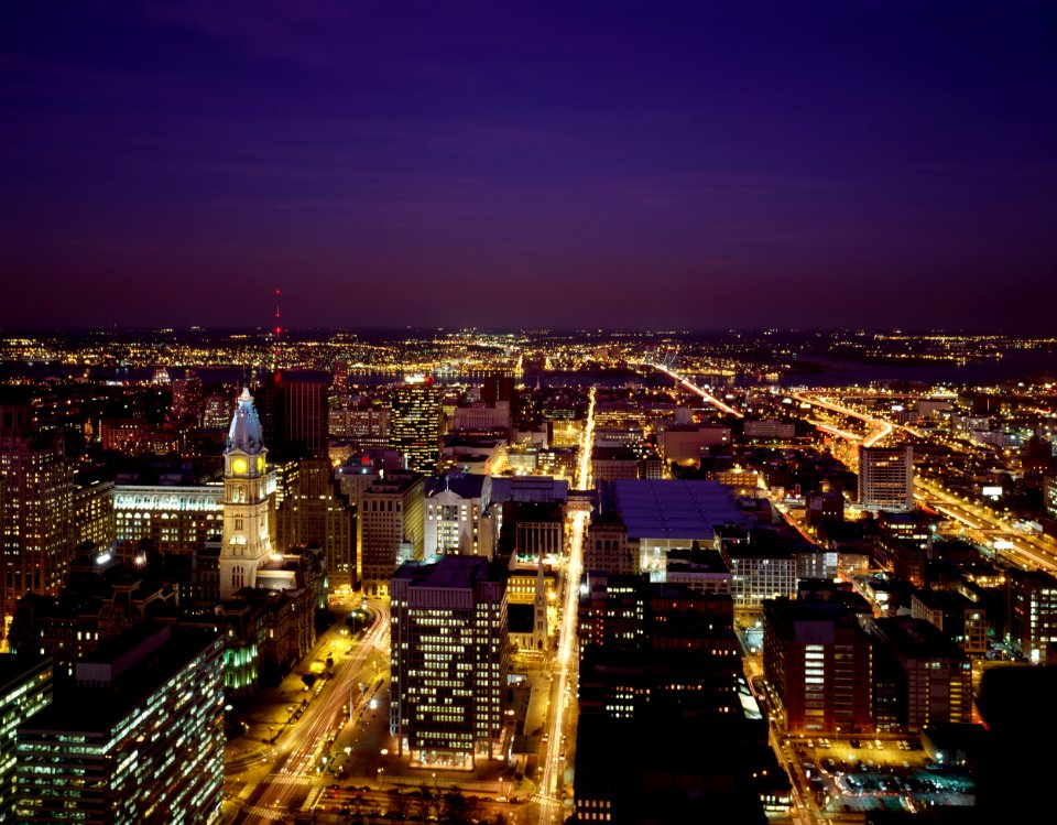 Aerial view of Philadelphia. Original image from Carol M. Highsmith’s America, Library of Congress collection.