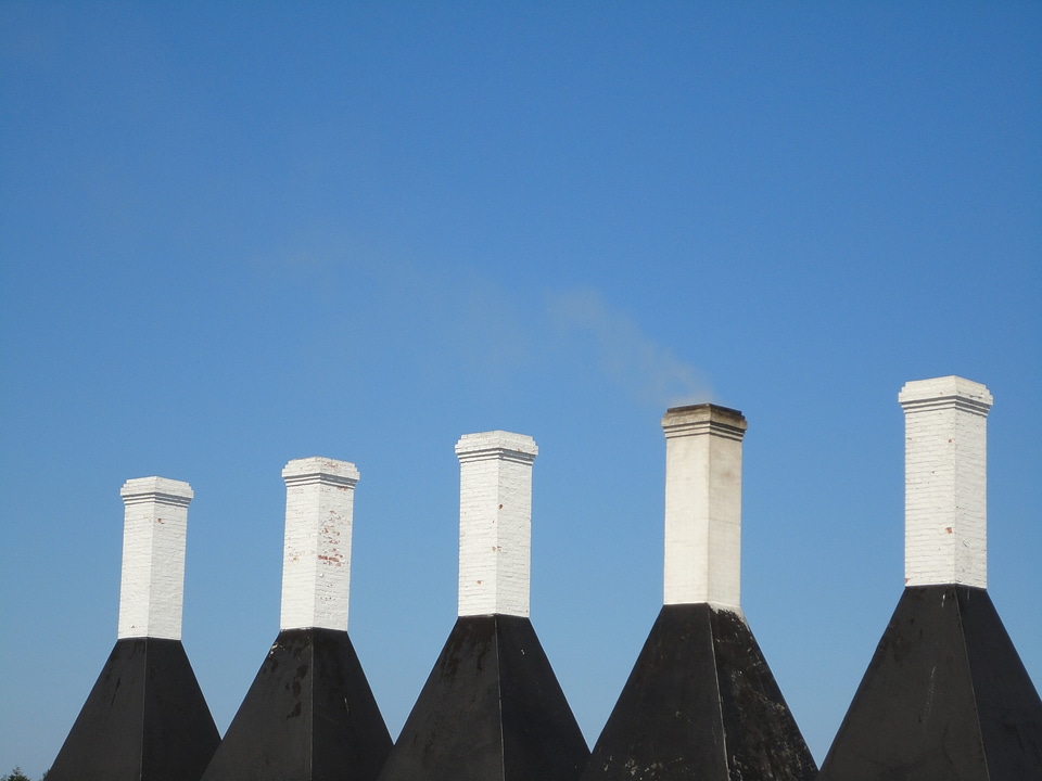 Chimneys the roof of the cottage