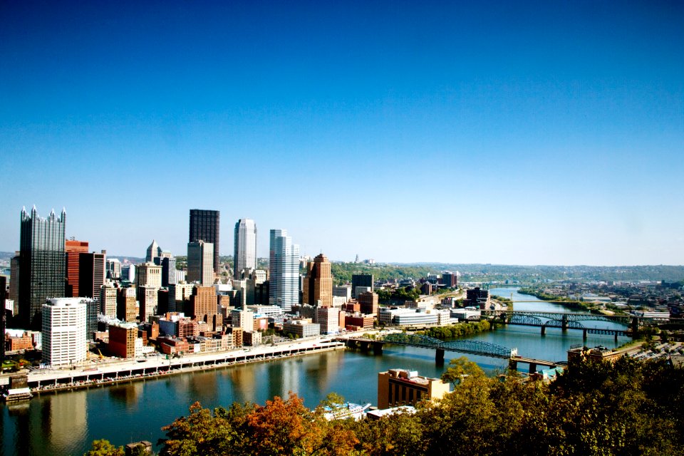 Skyline of Pittsburgh, Pennsylvania. Original image from Carol M. Highsmith’s America, Library of Congress collection.