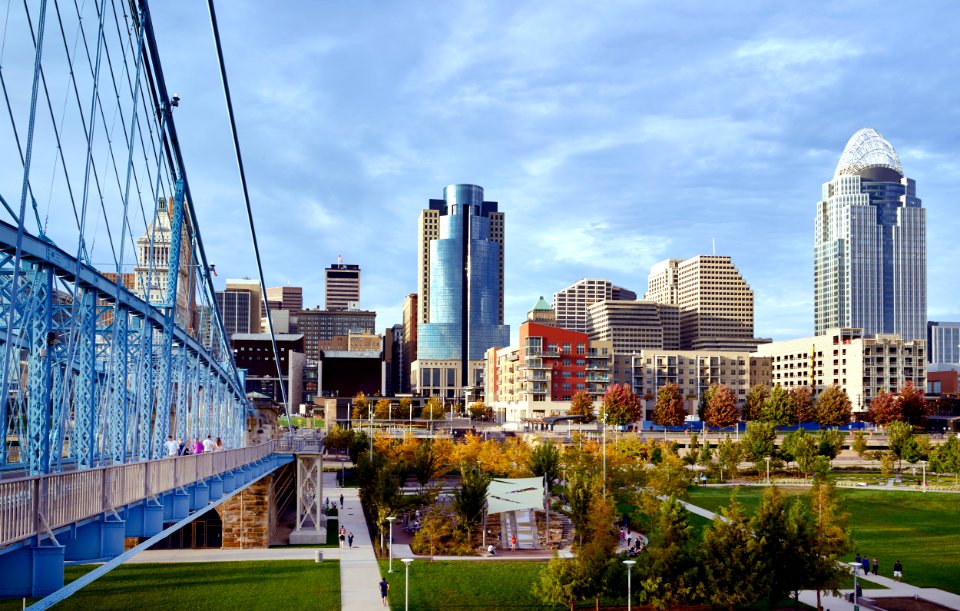 View of Cincinnati, Ohio, across the Ohio River from Kentucky. Original image from Carol M. Highsmith’s America, Library of Congress collection.