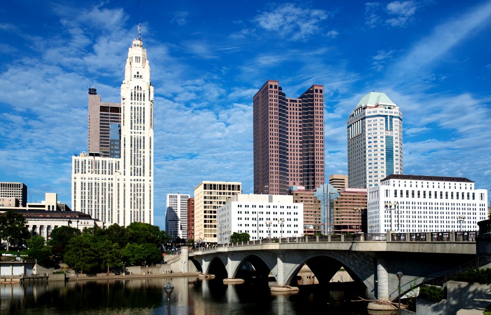 Skyline of Columbus, Ohio. Original image from Carol M. Highsmith’s America, Library of Congress collection.