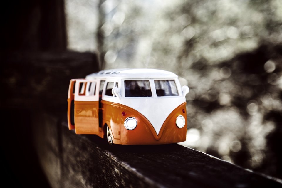 White Orange Van Scale Model