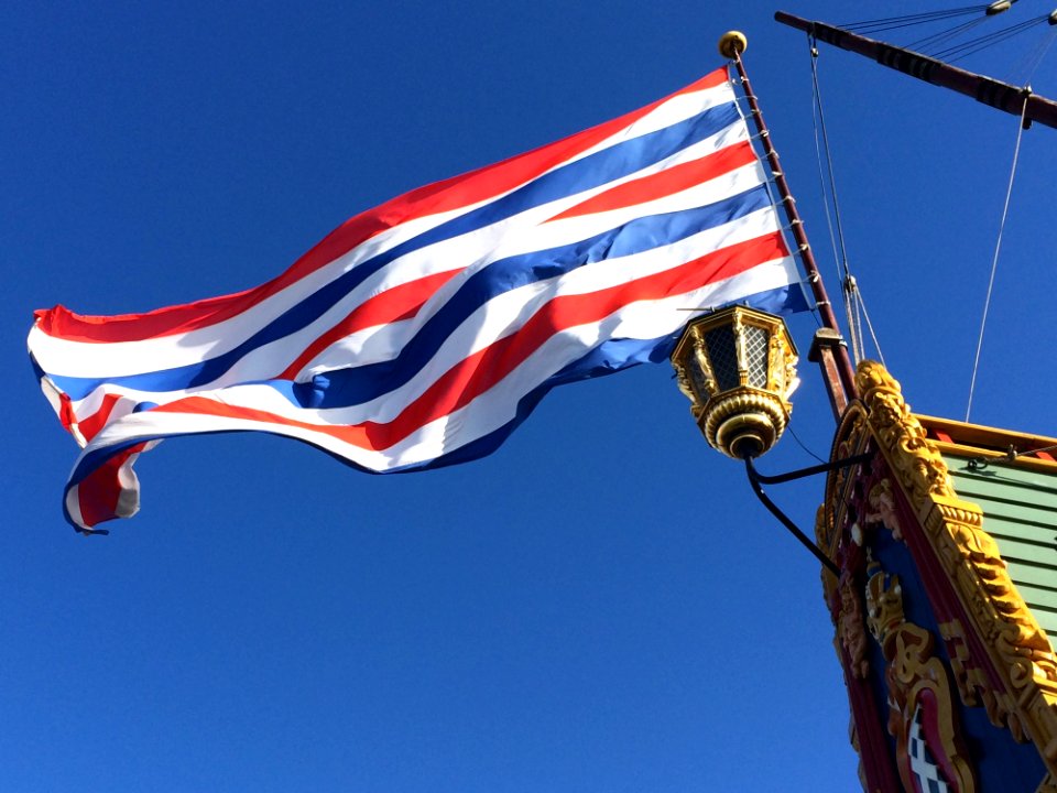 Blue White Red Striped Flag photo