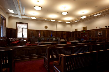 Courtroom, Federal Building and U.S. Courthouse, Fargo, North Dakota (2010) by Carol M. Highsmith. Original image from Library of Congress. photo