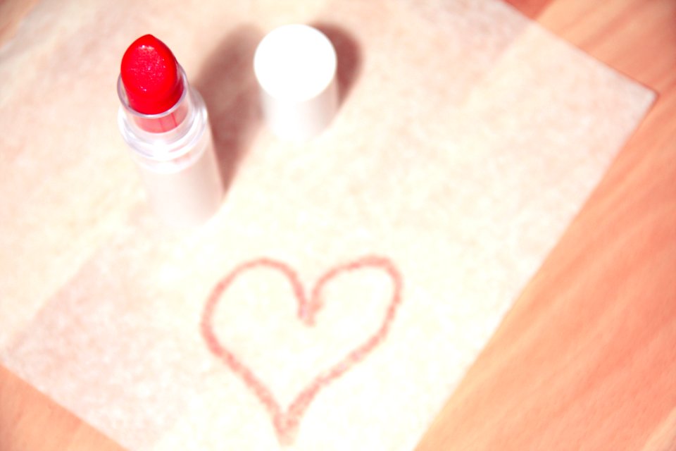 Heart Shape Made With Lipstick