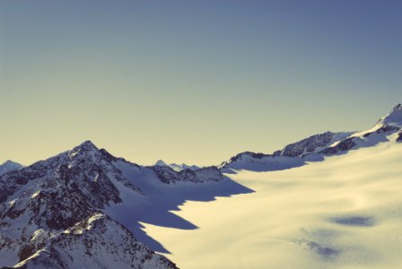 Scenic View Of Snow Covered Mountains Against Sky photo