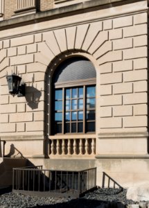 Exterior window, Bruce M. Van Sickle Federal Building, Minot, North Dakota (2014) by Carol M. Highsmith. Original image from Library of Congress.
