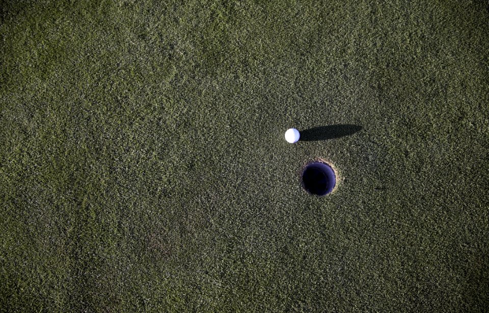 Golf Ball Beside Hole