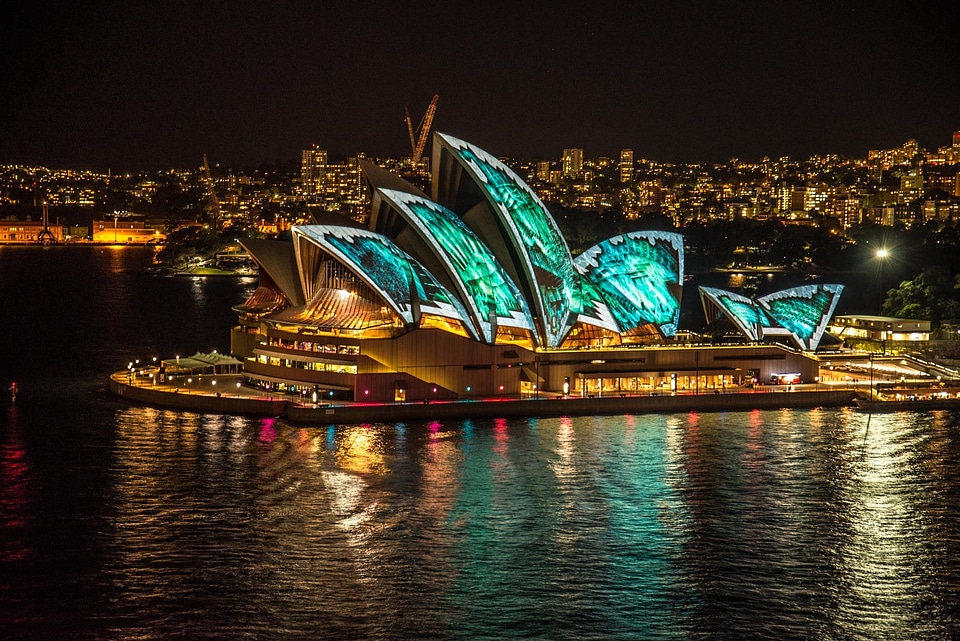 Vivid lightshow opera house brown house