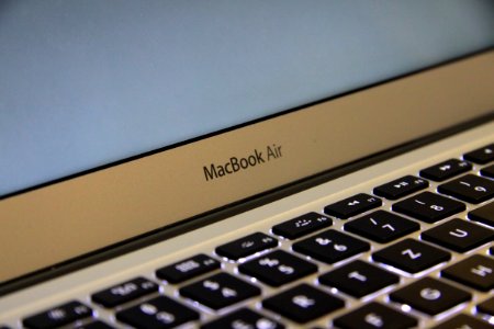 Macbook Air Grey Logo On Laptop photo