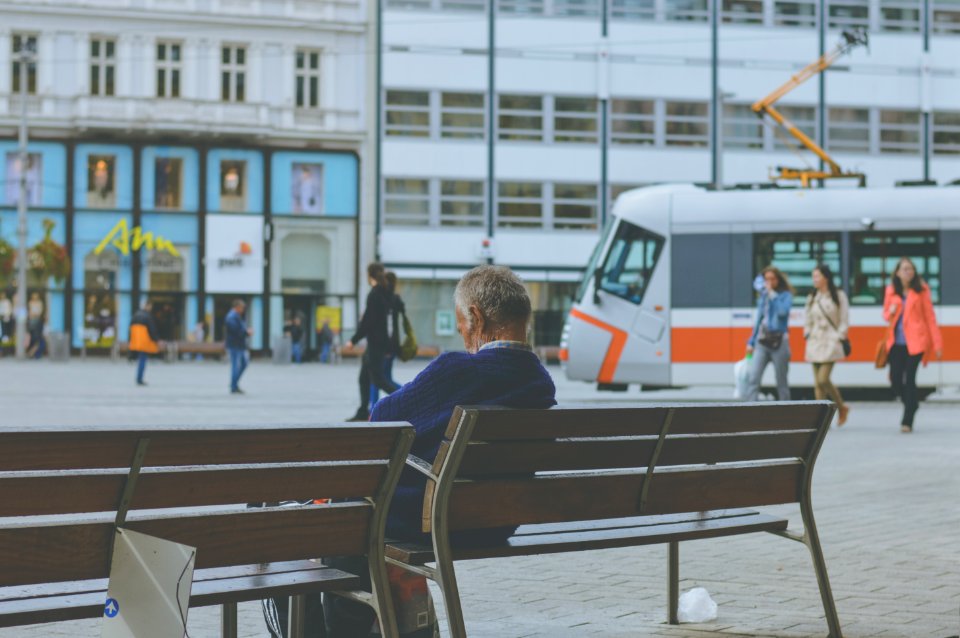 Commuter On City Bench