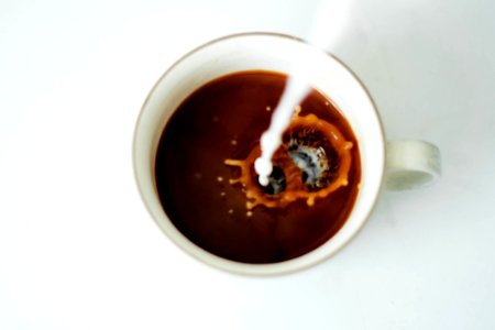 Milk Pouring Into Coffee photo