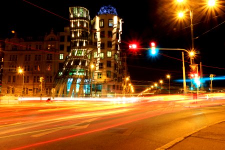 Blur Of Traffic On Road At Night photo