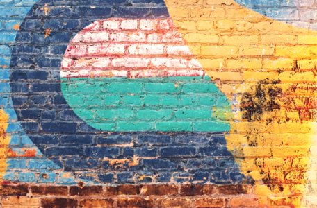 Yellow Green And Blue Brick Wall
