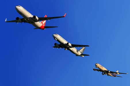 Commercial Airplanes In Formation photo