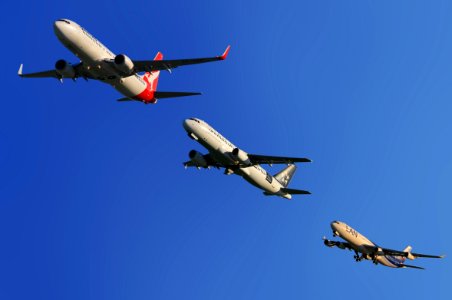 Commercial Airplanes In Formation