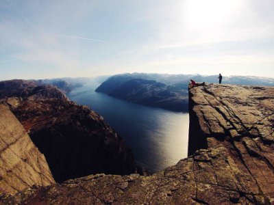 Person On Rocky Precipice photo