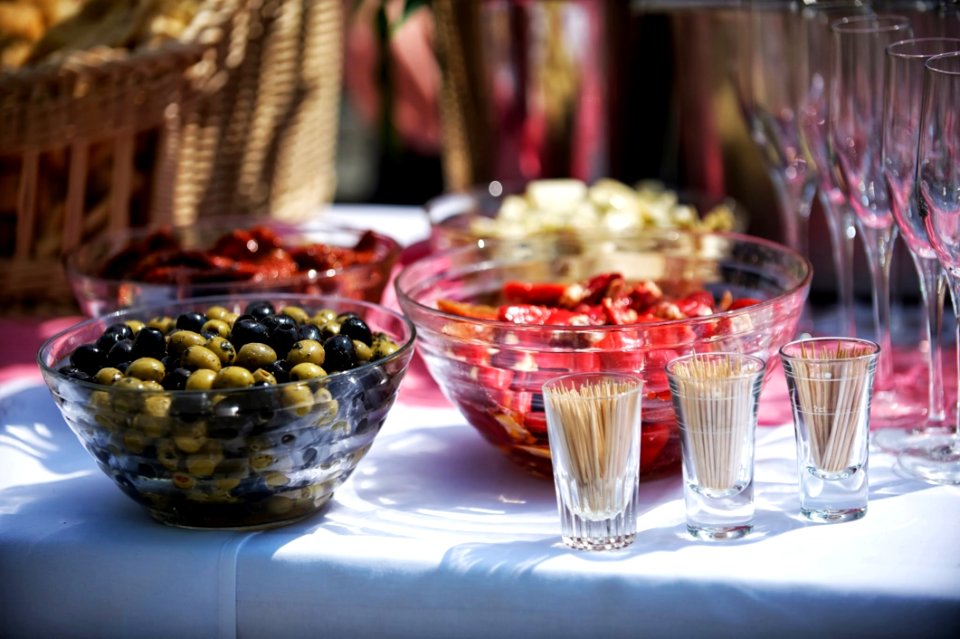 Glass Bowl On White Cloth photo