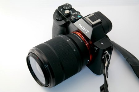 Black Sony Dslr Camera On White Surface photo