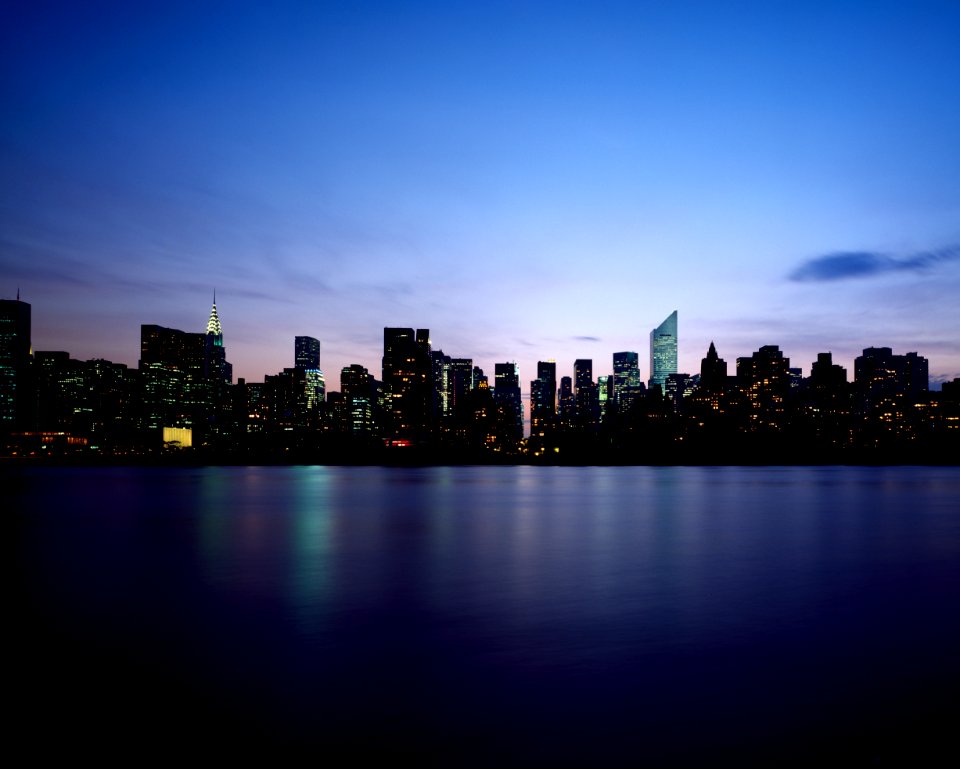 Night skyline of New York. Original image from Carol M. Highsmith’s America, Library of Congress collection.